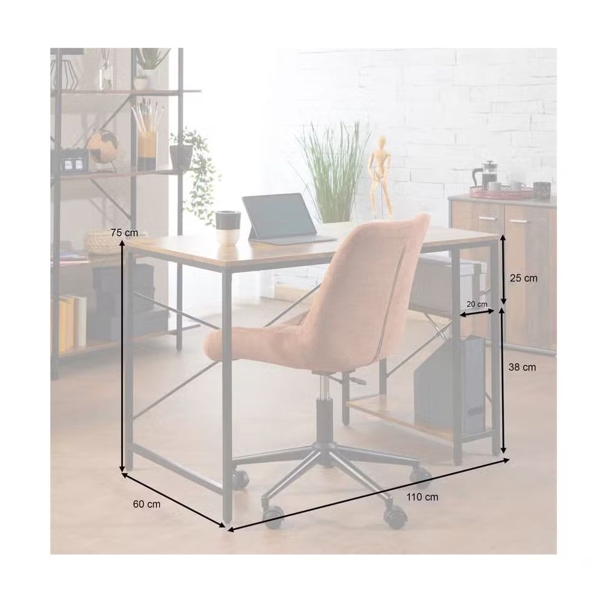 GENERICO - Escritorio Minimalista Industrial Kabi Marrón R&R MUEBLES