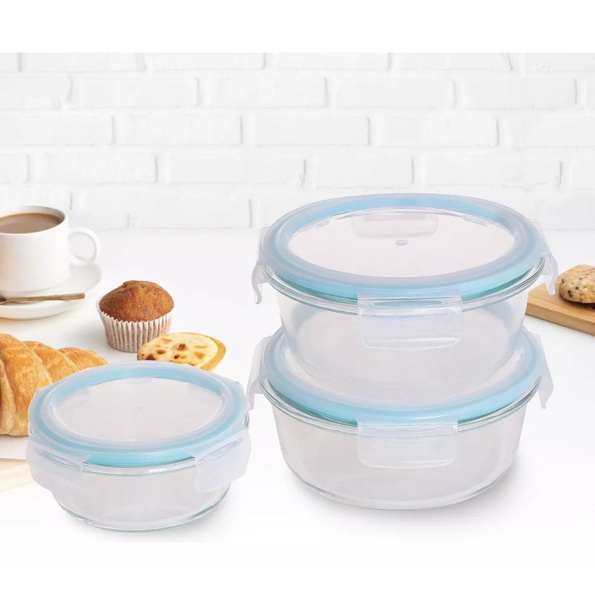 WESTINGHOUSE - Set 3 tapers vidrio borosilicato herméticos redondos WH