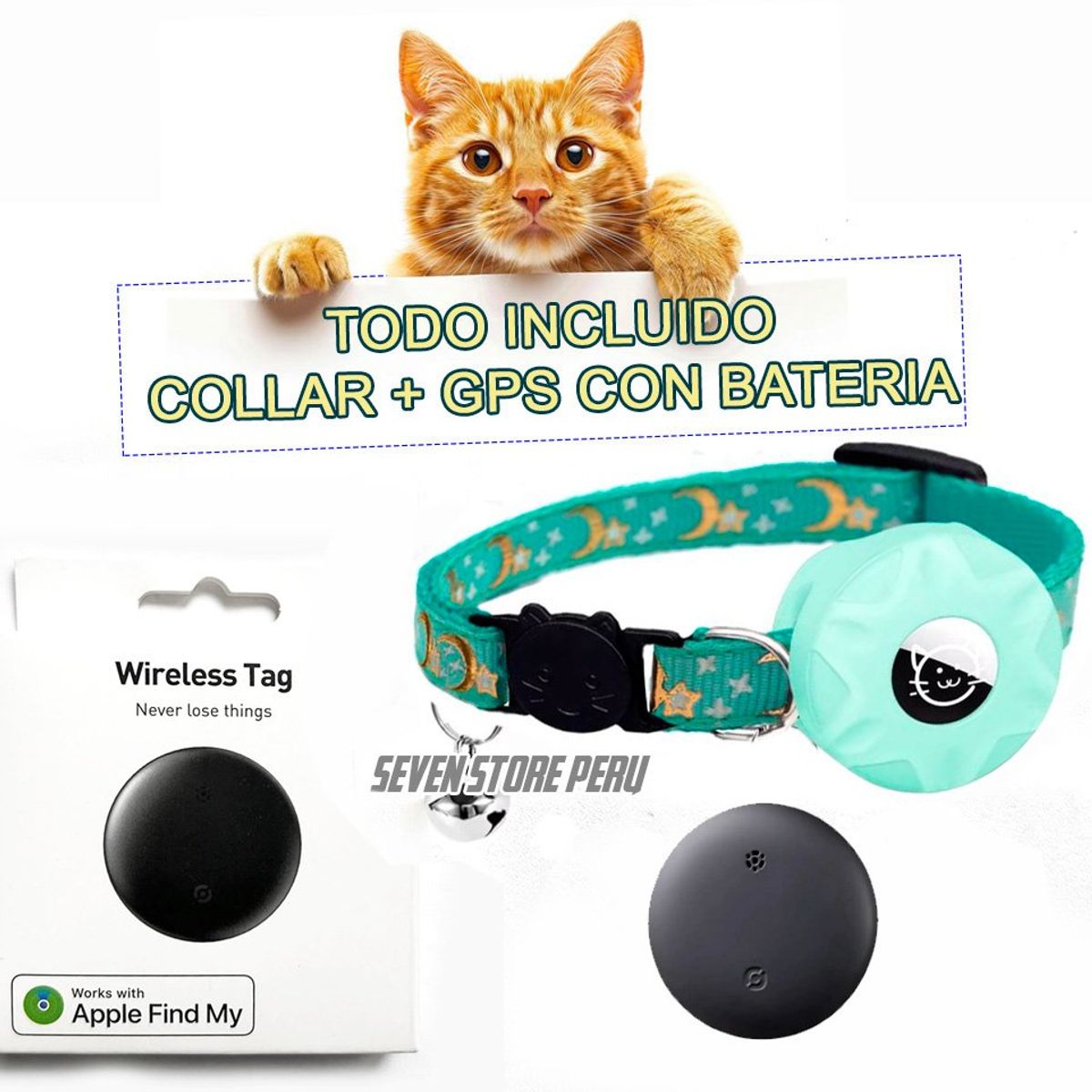 AIPHONE - Collar para gato con GPS con batería incluida para Iphone