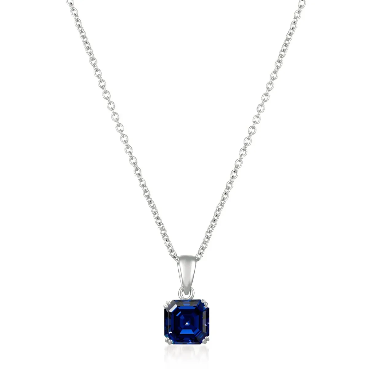 CRISLU - Collar Colgante talla Royal Asscher Piedra Color Zafiro