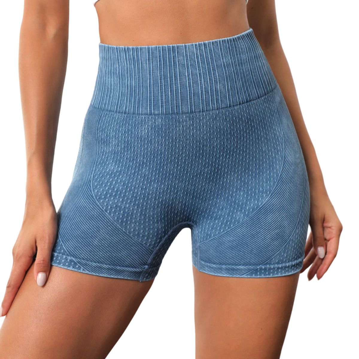 ROYAL PEACH APPAREL - Short deportivo efecto lavado AZUL - Ropa deportiva mujer washed