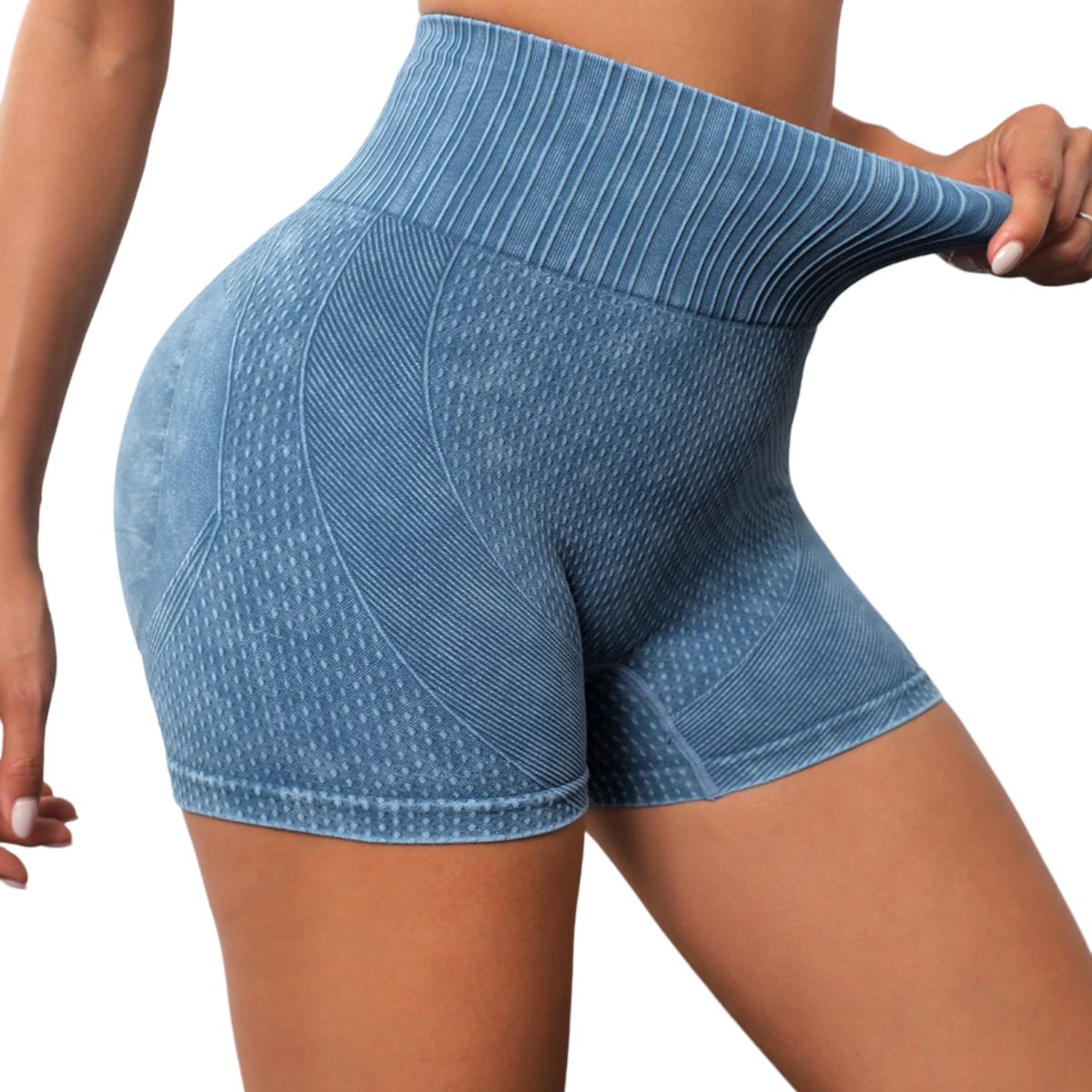 ROYAL PEACH APPAREL - Short deportivo efecto lavado AZUL - Ropa deportiva mujer washed