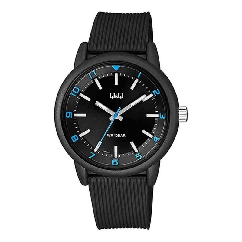 Q&Q - RELOJ HOMBRE RESINA NEGRO AZUL MARCA QQ - MD4