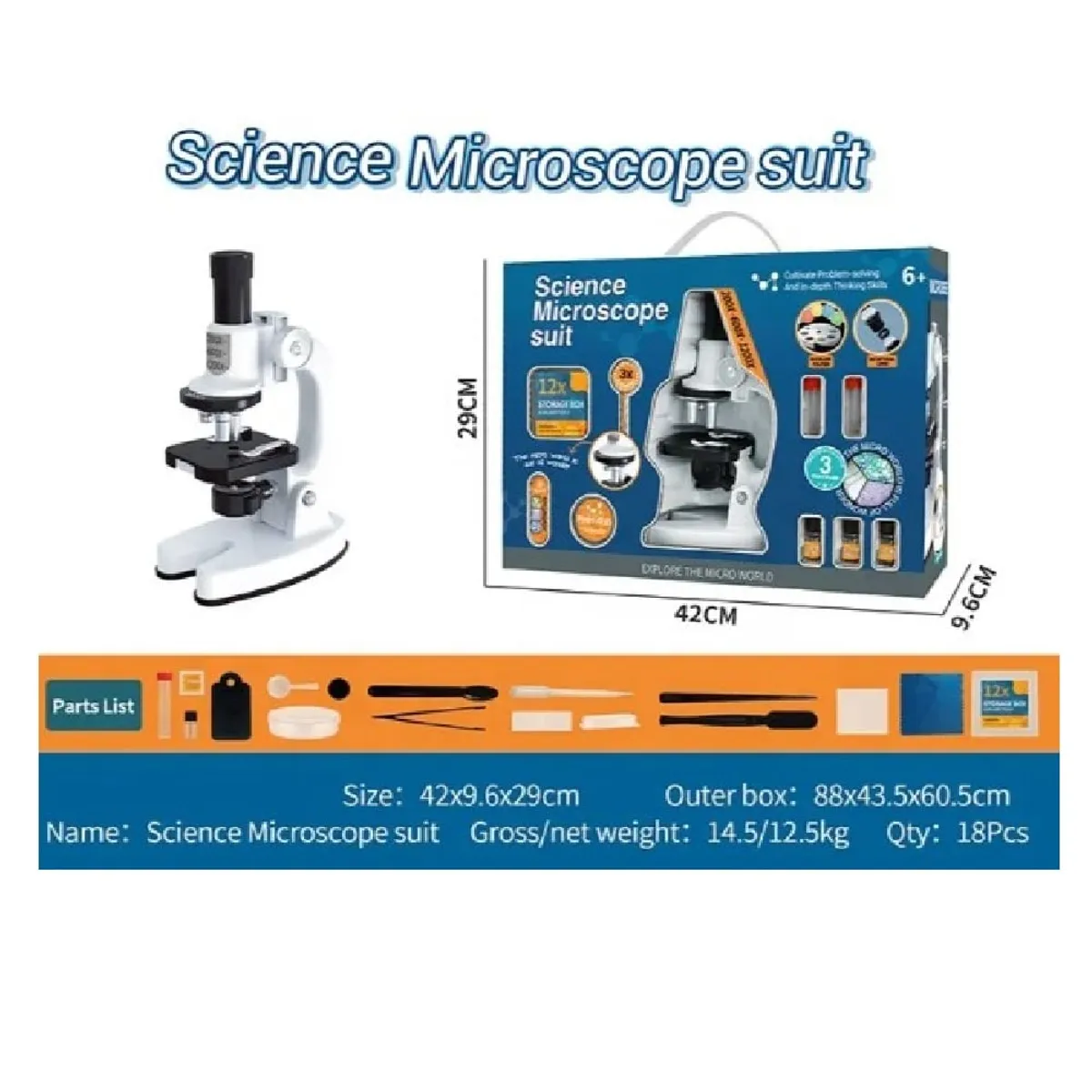 GENERICO - Microscopio Monocular Kit Laboratorio Ciencia 1200X
