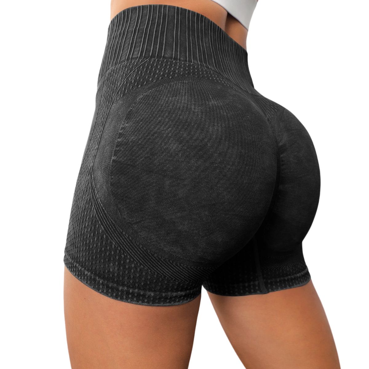 ROYAL PEACH APPAREL - Short deportivo efecto lavado NEGRO - Ropa deportiva mujer washed
