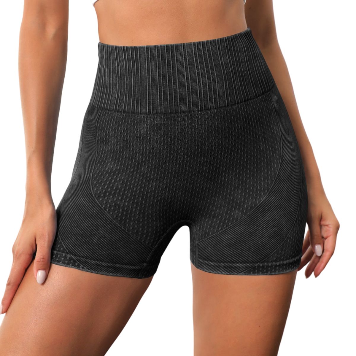 ROYAL PEACH APPAREL - Short deportivo efecto lavado NEGRO - Ropa deportiva mujer washed