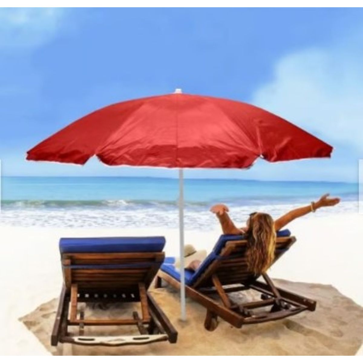 GENERICO - Sombrilla Playera Extragrande 210 cm protección UV Funda