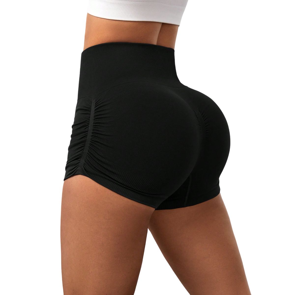 ROYAL PEACH APPAREL - Short deportivo NEGRO corte lateral - Ropa deportiva mujer gym
