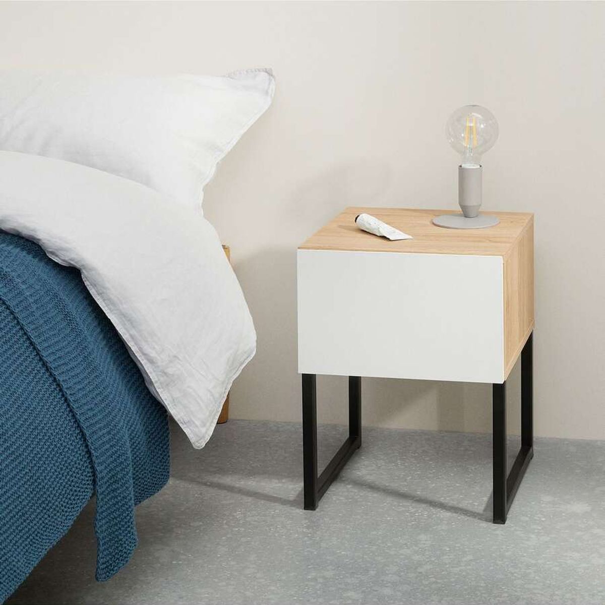 TU MESITA - Mesa de Noche Urban color DunaBlanco TU MESITA 1 cajón