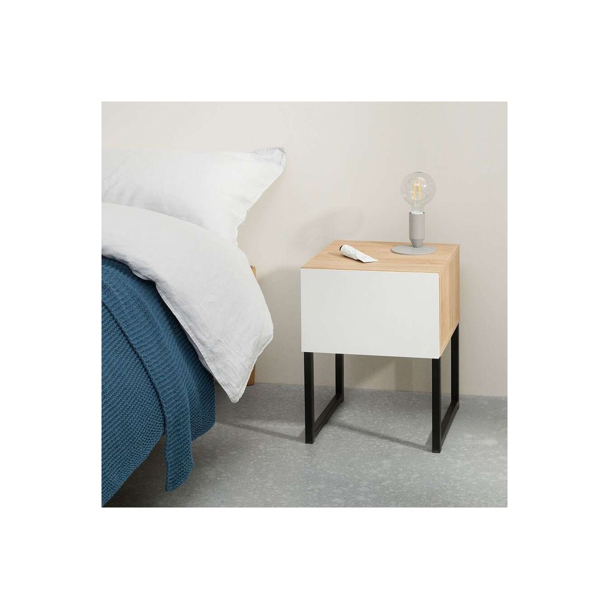 TU MESITA - Mesa de Noche Urban color DunaBlanco TU MESITA 1 cajón