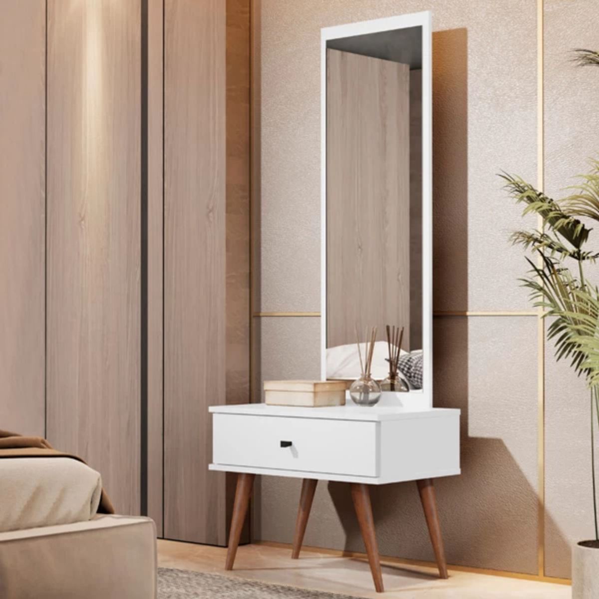 TU MESITA - Velador con Espejo Fantasy color Blanco TU MESITA 1 cajón