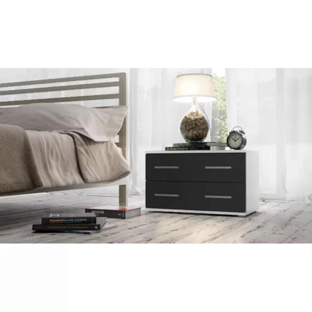 TU MESITA - Velador Contemporáneo Hilda BlancoNegro