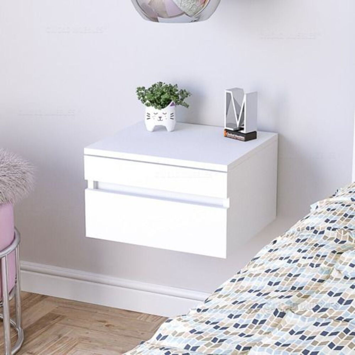 TU MESITA - Velador Flotante Celine con Desayunador color Blanco TU MESITA