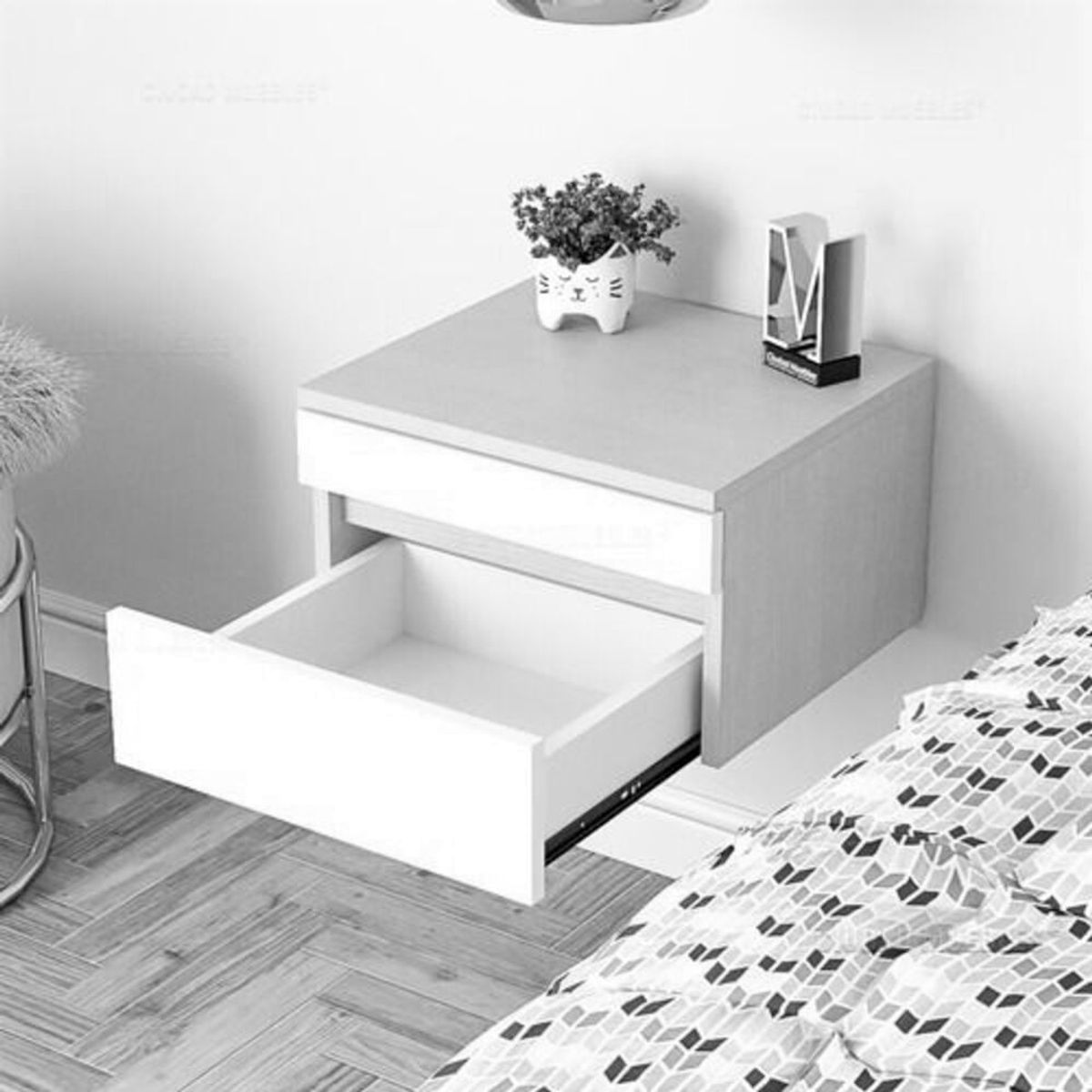 TU MESITA - Velador Flotante Celine con Desayunador color Blanco TU MESITA