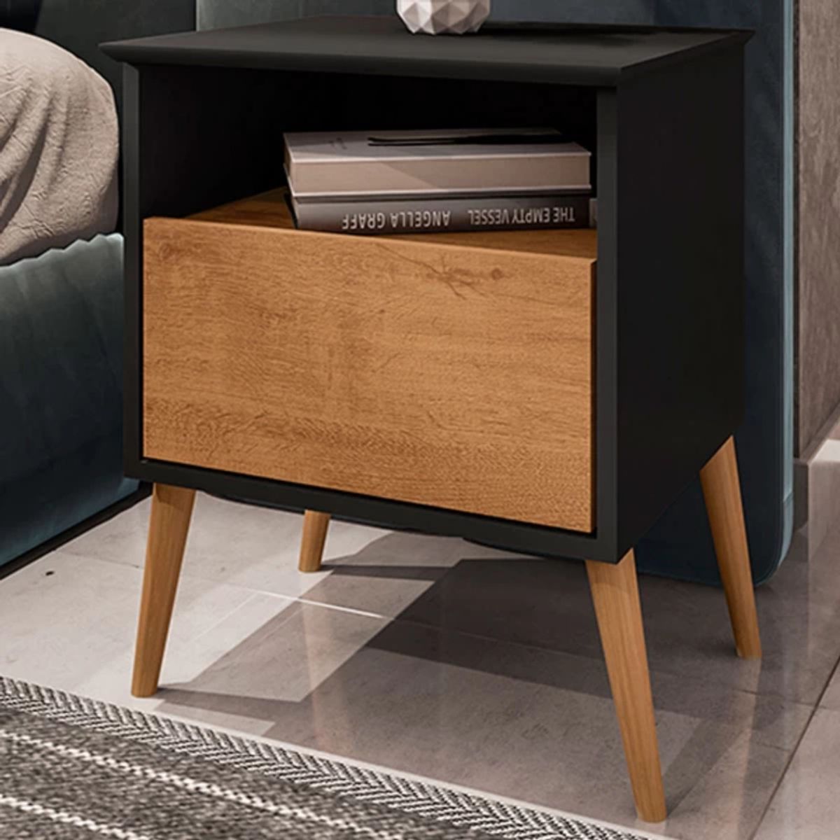 TU MESITA - Velador Mesa de Noche Cancún color NegroDuna TU MESITA 1 cajón