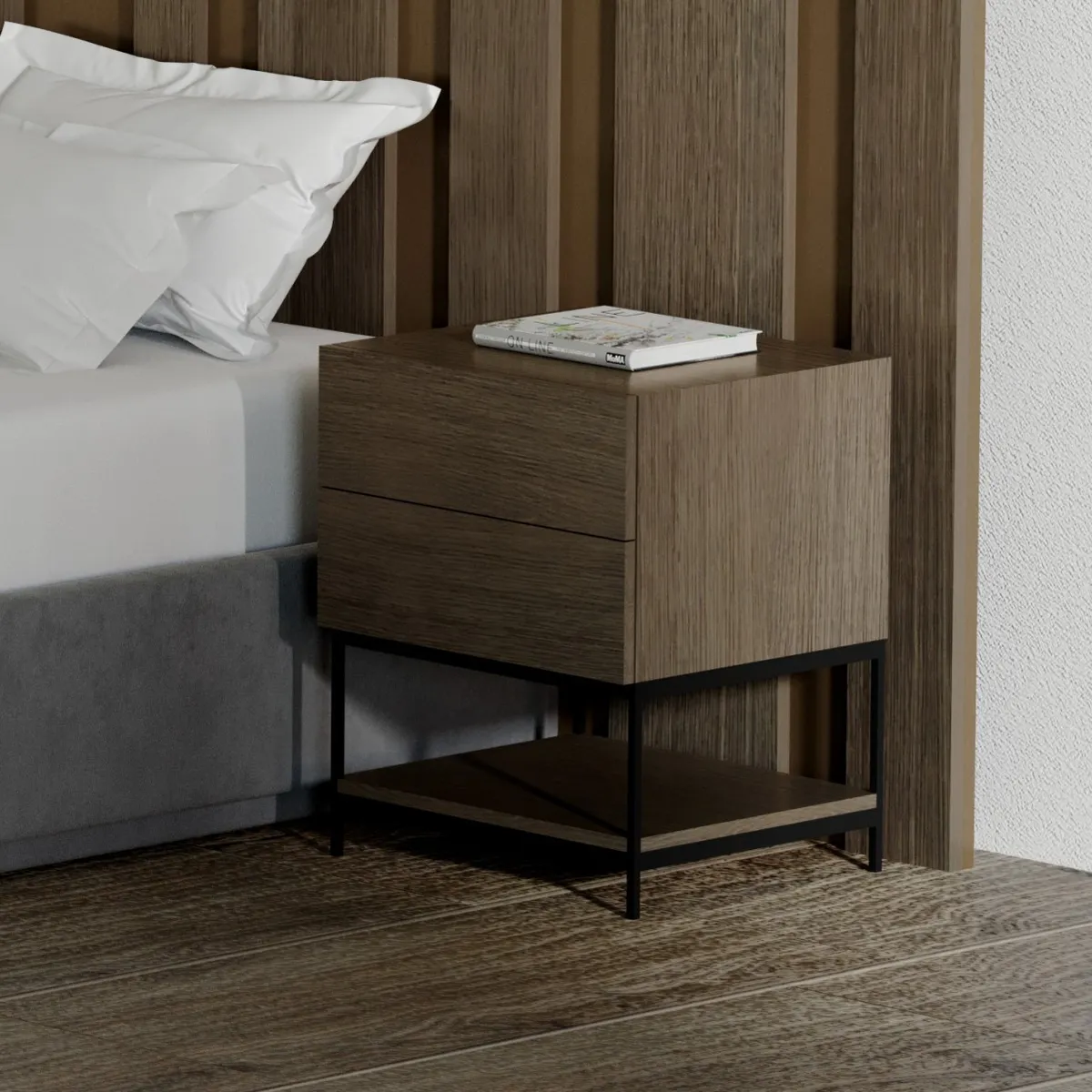 TU MESITA - Velador Mesa de Noche Franki 2 cajones TU MESITA