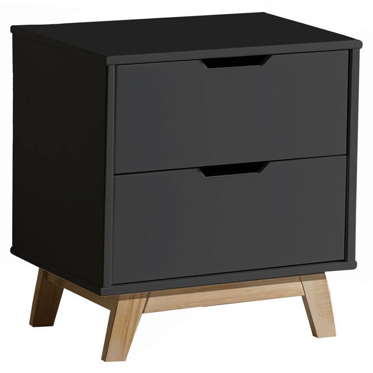 TU MESITA - Velador Mesa de Noche Mayra Negro 2 Cajones