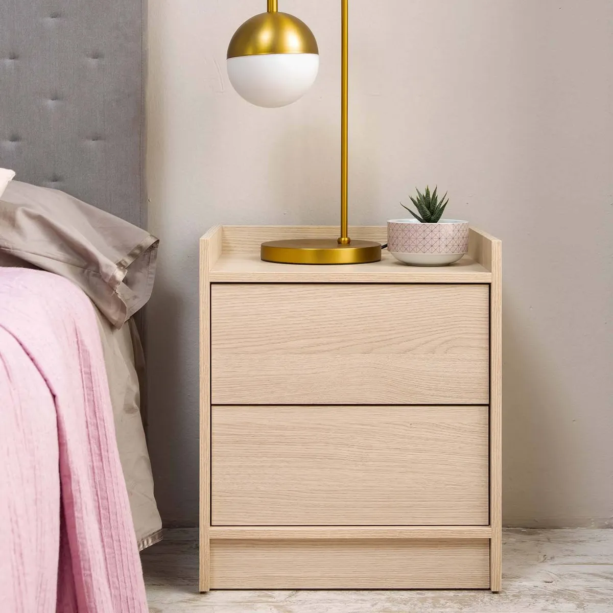 TU MESITA - Velador Mesa de Noche Paola 2 cajones