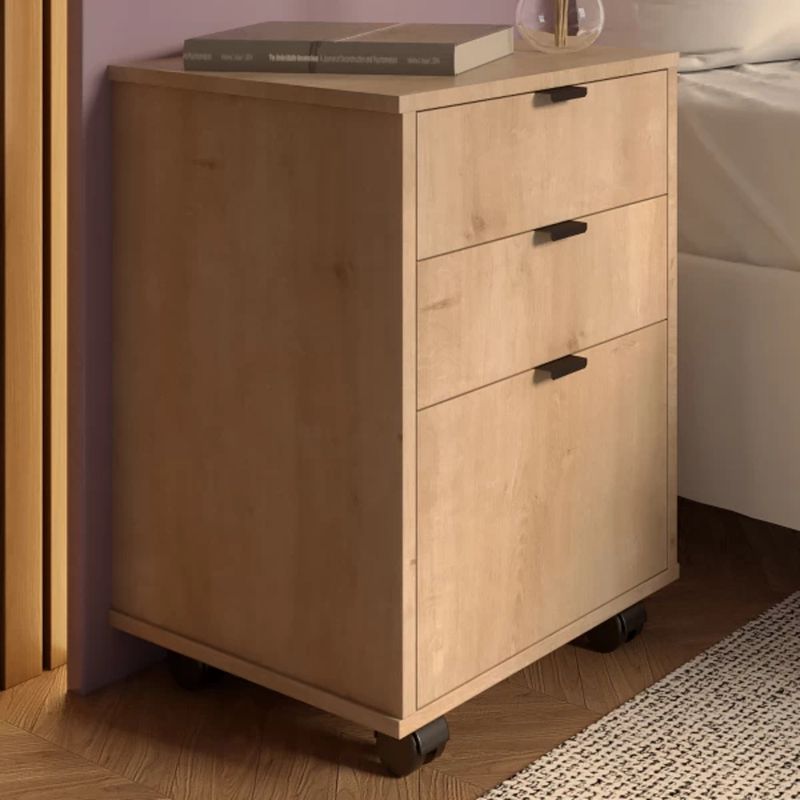 TU MESITA - Velador Mesa de Noche Rodizio con ruedas color Natural TU MESITA