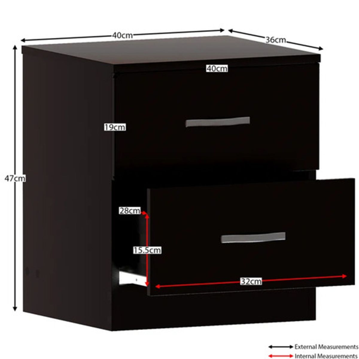 TU MESITA - Velador Moderno 2 cajones Rous Color negro TU MESITA