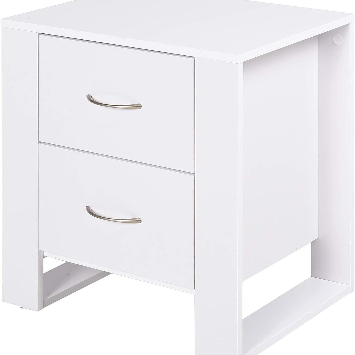 TU MESITA - Velador Moderno Fabio 2 Cajones Blanco TU MESITA