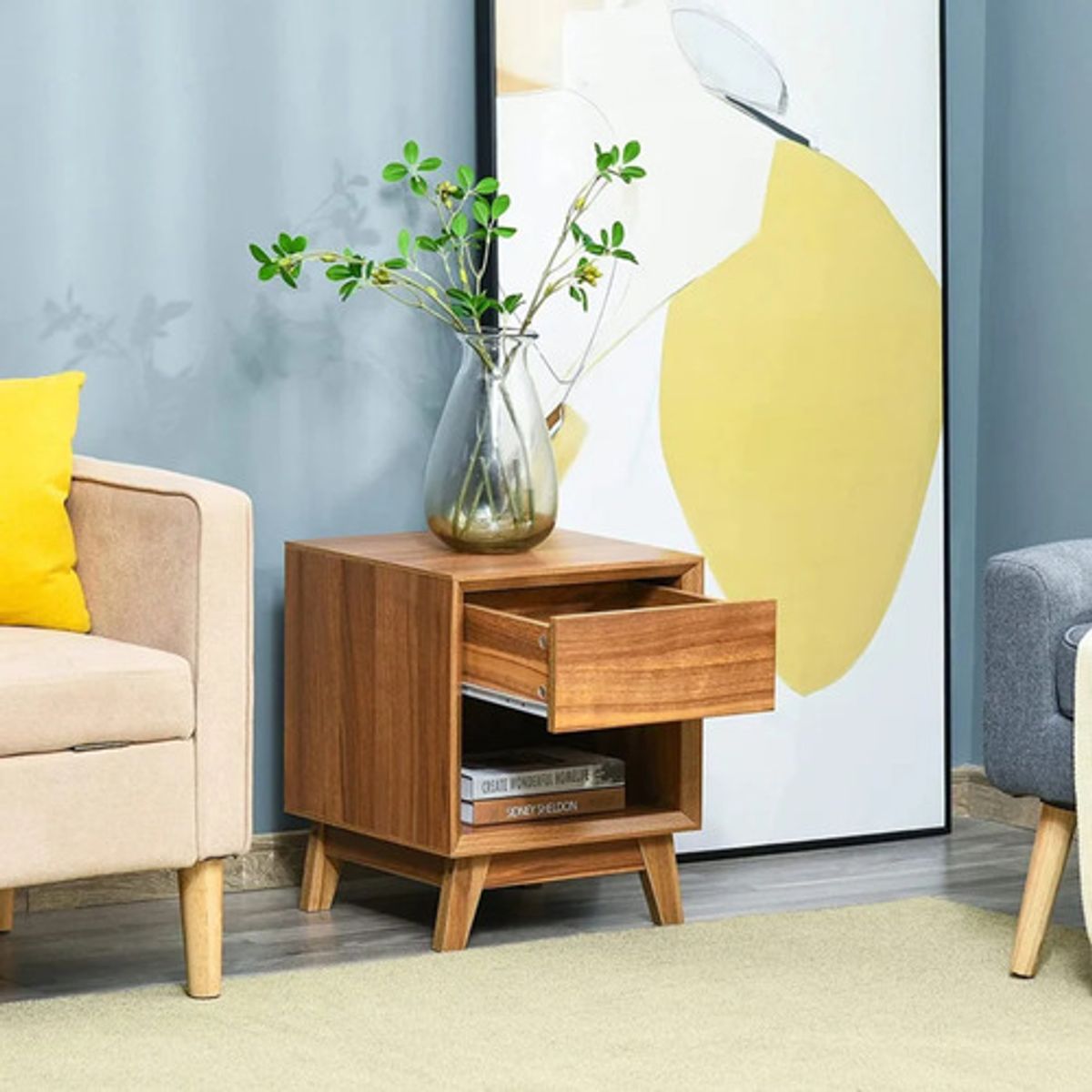 TU MESITA - Velador Práctico 1 cajón Mariana color Castaño TU MESITA