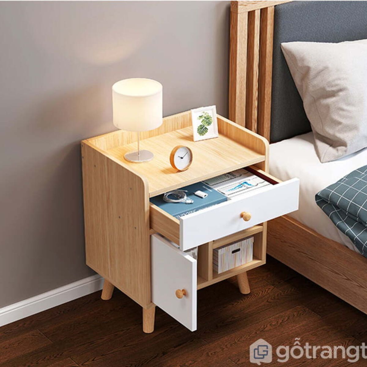 TU MESITA - Velador Práctico Chia color HayaBlanco TU MESITA