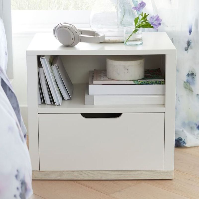 TU MESITA - Velador Mesa de Noche Moderna Amalia Blanco