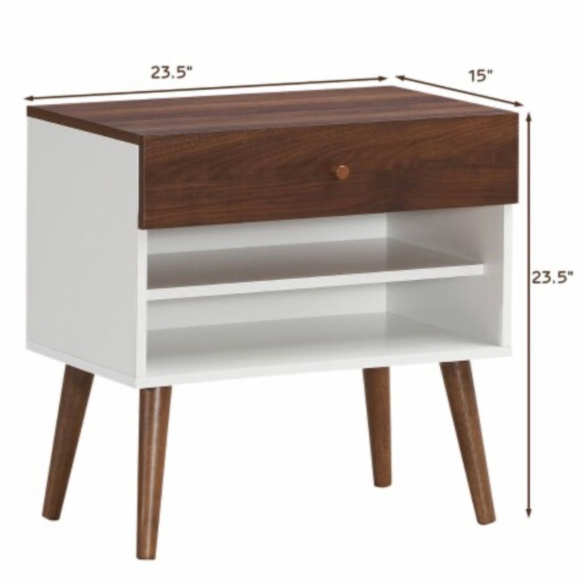 TU MESITA - Velador Vintage Moderno Helen 1 Cajón Marrón