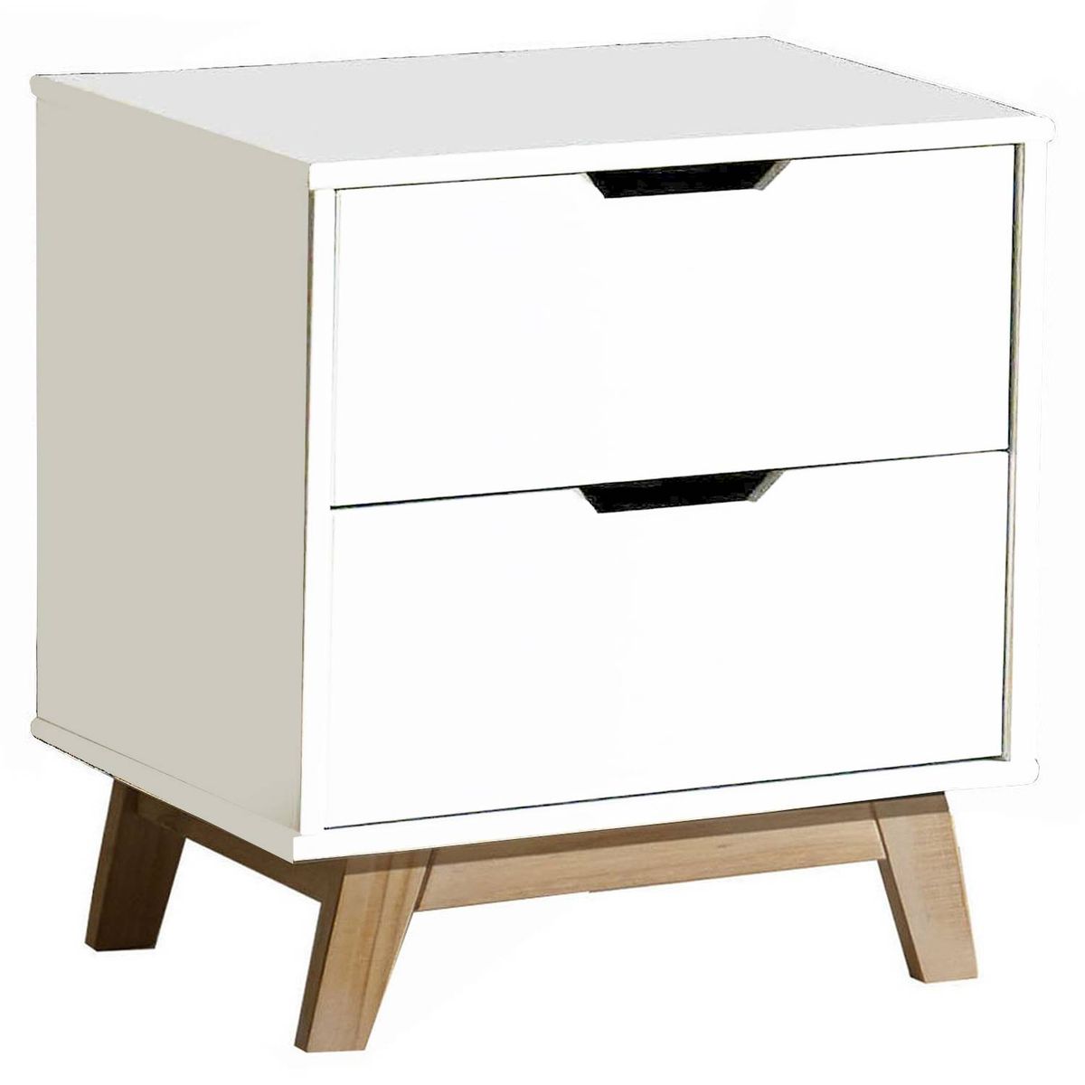 TU MESITA - Velador Mesa de Noche Mayra Blanco 2 Cajones
