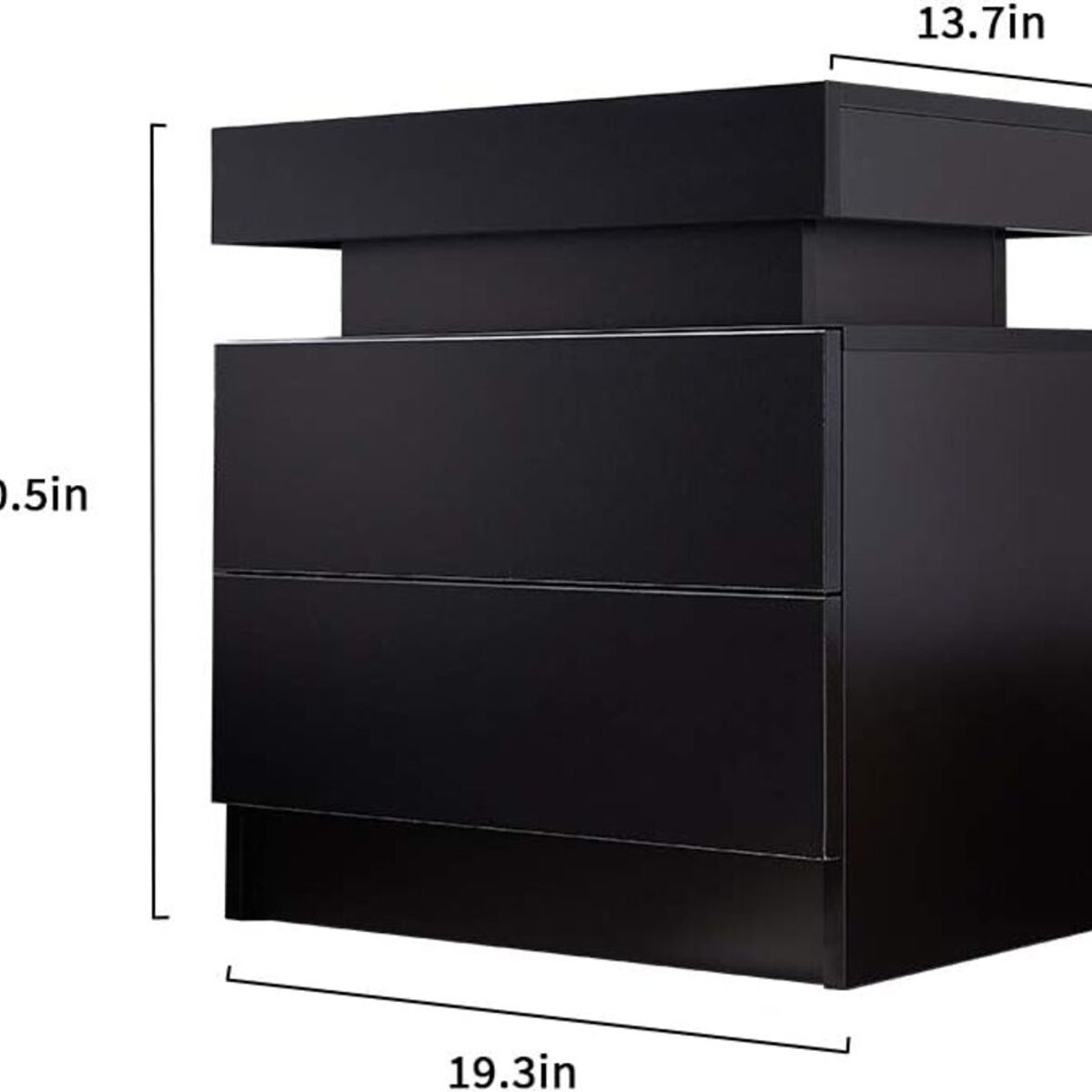 TU MESITA - Velador Mesa de Noche Sigma con luces Led color Negro TU MESITA