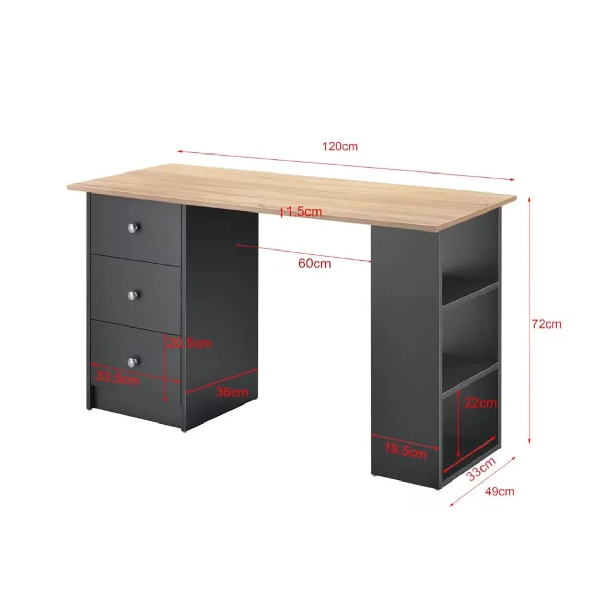 GENERICO - Escritorio Moderno Monique NegroMarrón Claro R&R MUEBLES