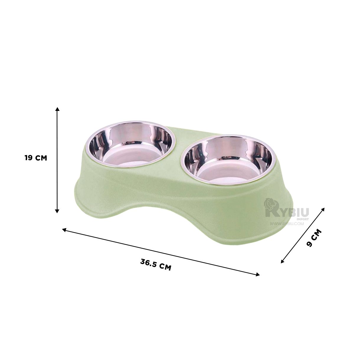 GENERICO - Comedero para Mascotas Doble Verde Claro Y+Regalo Stickers