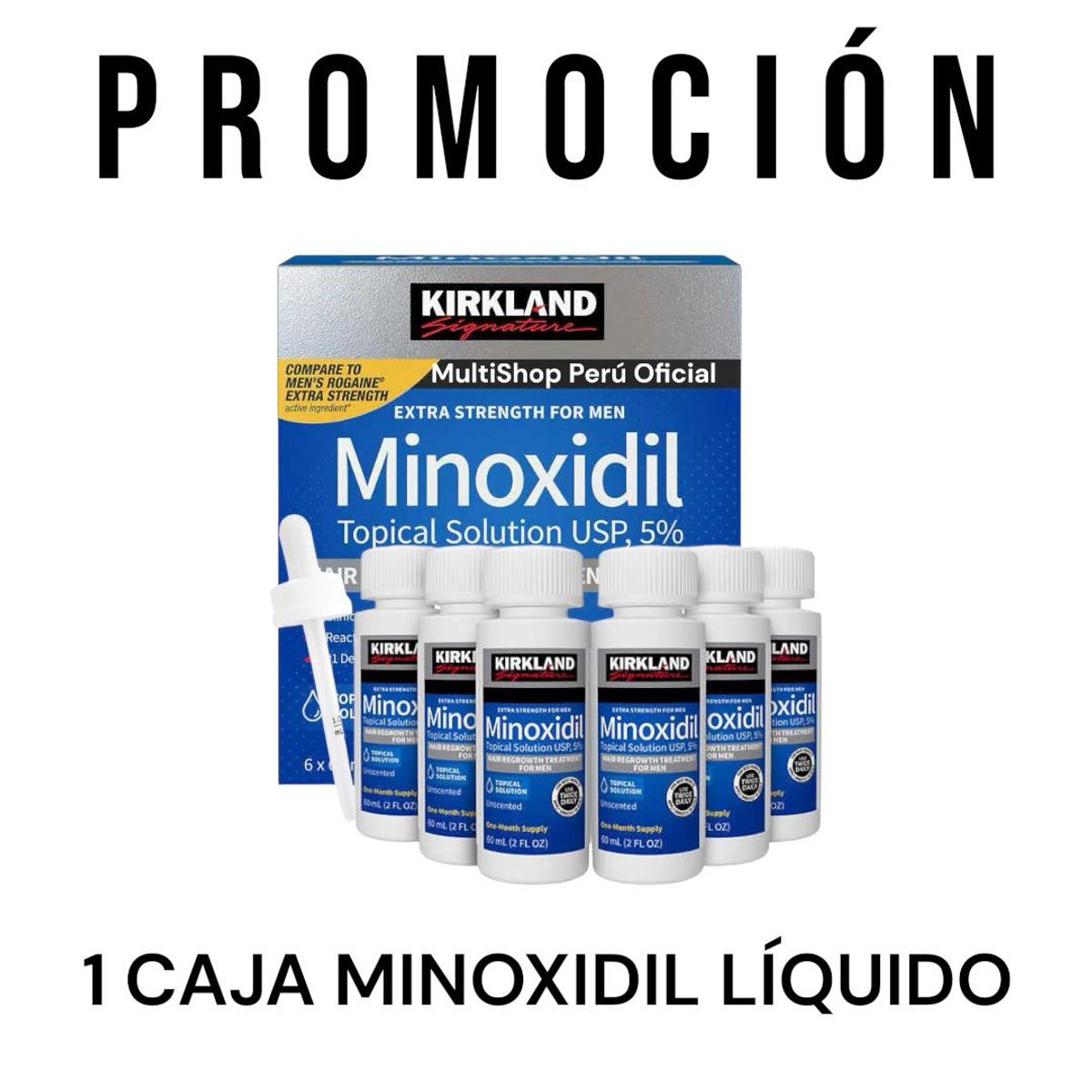 KIRKLAND - Minoxidil liquido Kirkland's - 6 frascos - CAJA SELLADA
