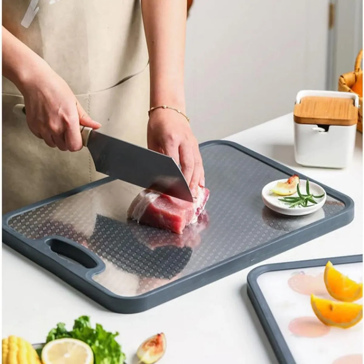 GENERICO - Tabla de cortar de acero inoxidable SS304 cocina grado alimenticio