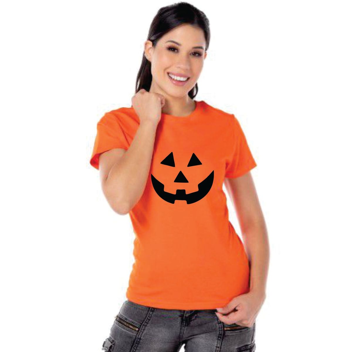 GENERICO - Polo Mujer  Diseño calabaza Halloween - Naranja