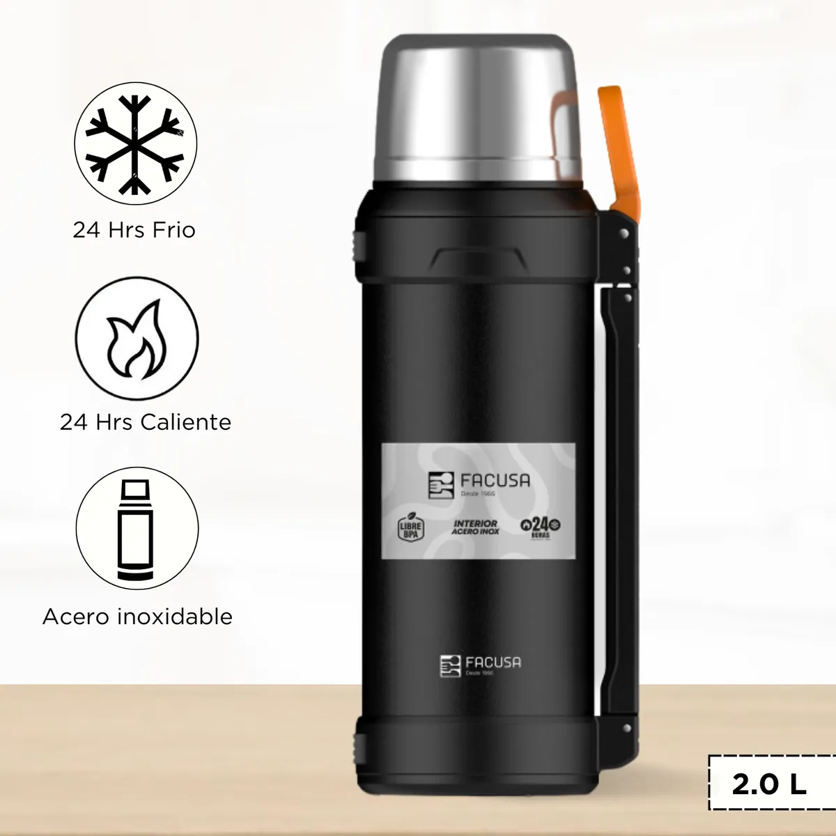 FACUSA - Termo de Bebida  Facusa Negro 2.0 L