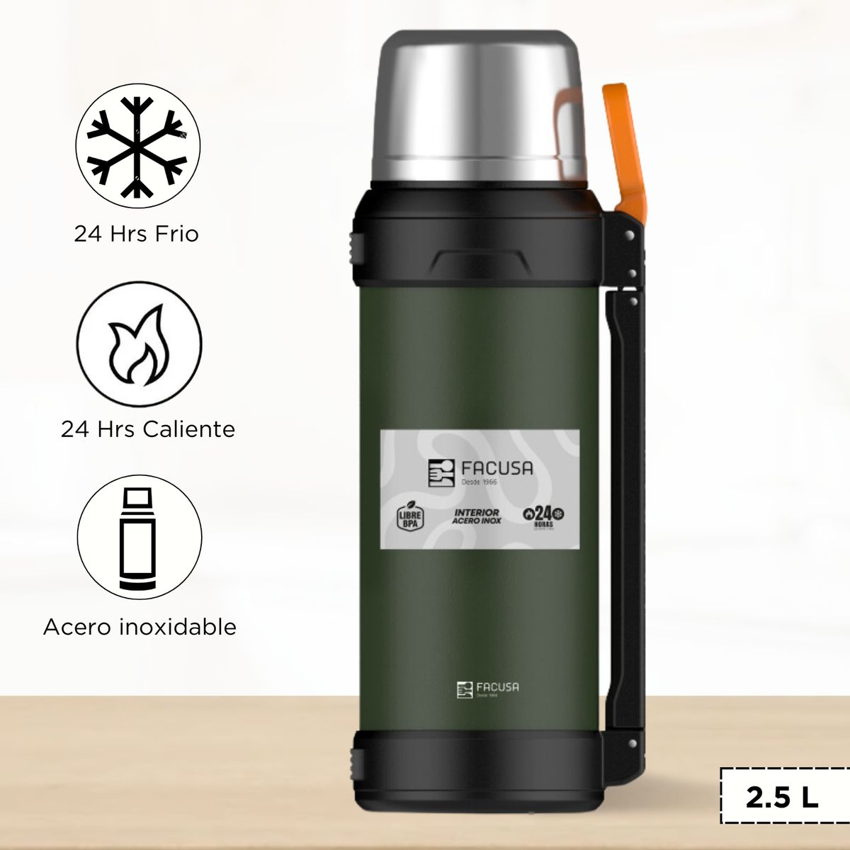 FACUSA - Termo de Bebida  Facusa Verde 2.5 L