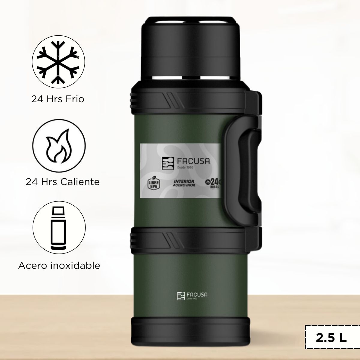 FACUSA - Termo de Bebida Explorer Facusa Verde 2.5 L