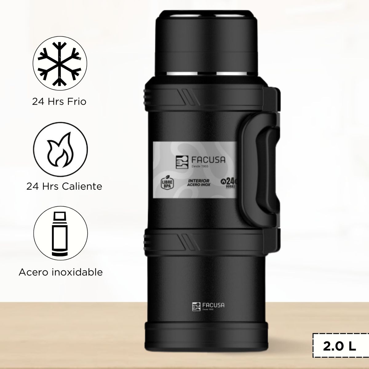 FACUSA - Termo de Bebida Explorer Facusa Negro 2.0 L