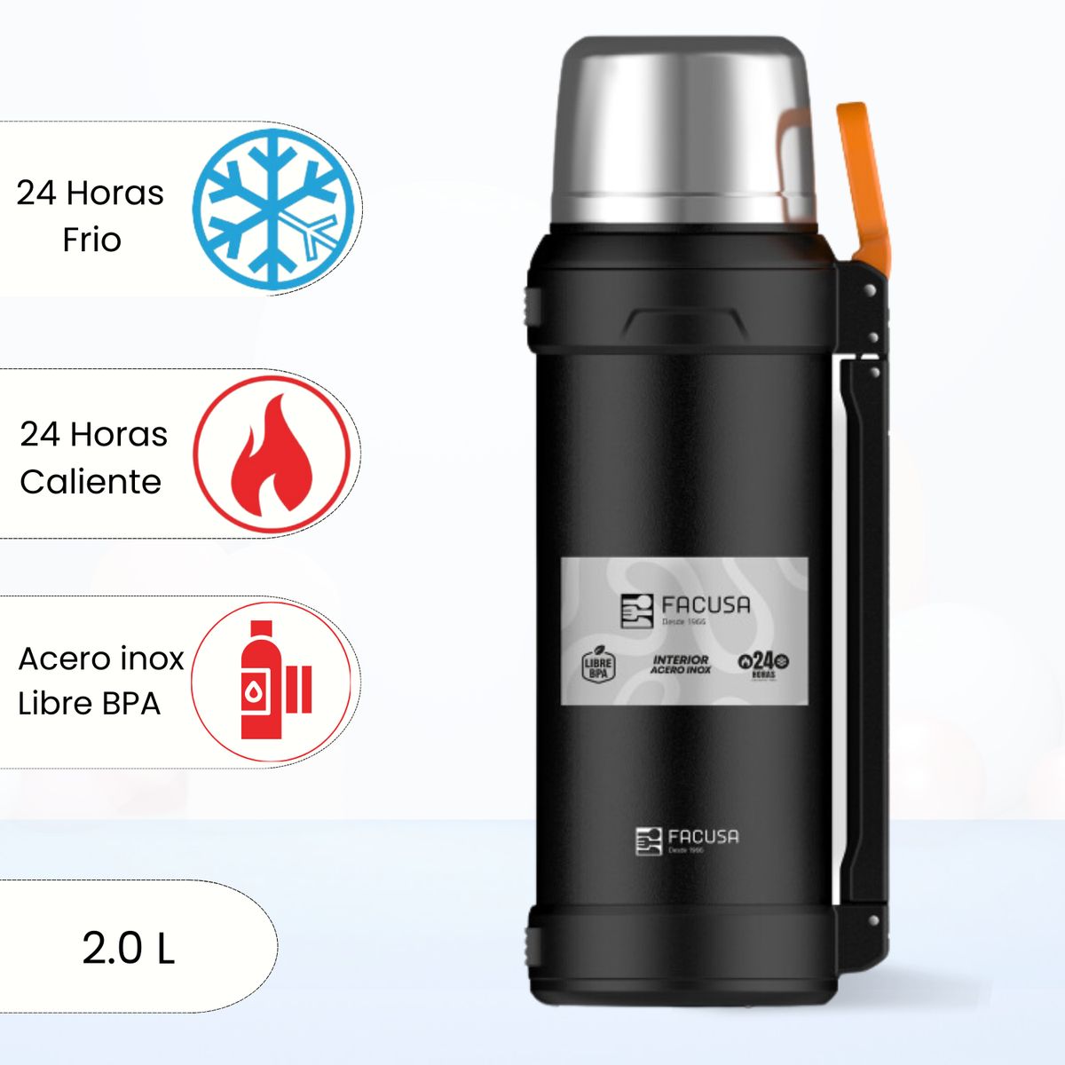 FACUSA - Termo de Bebida  Facusa Negro 2.0 L