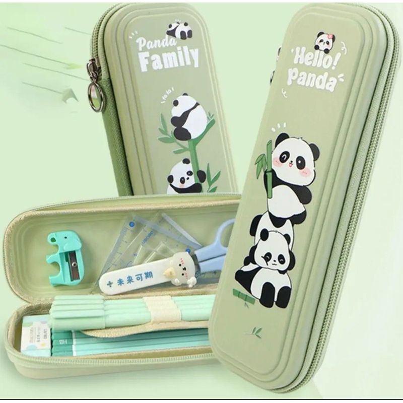 KAWAI - Cartuchera Kawaii 2 ositos panda Verde