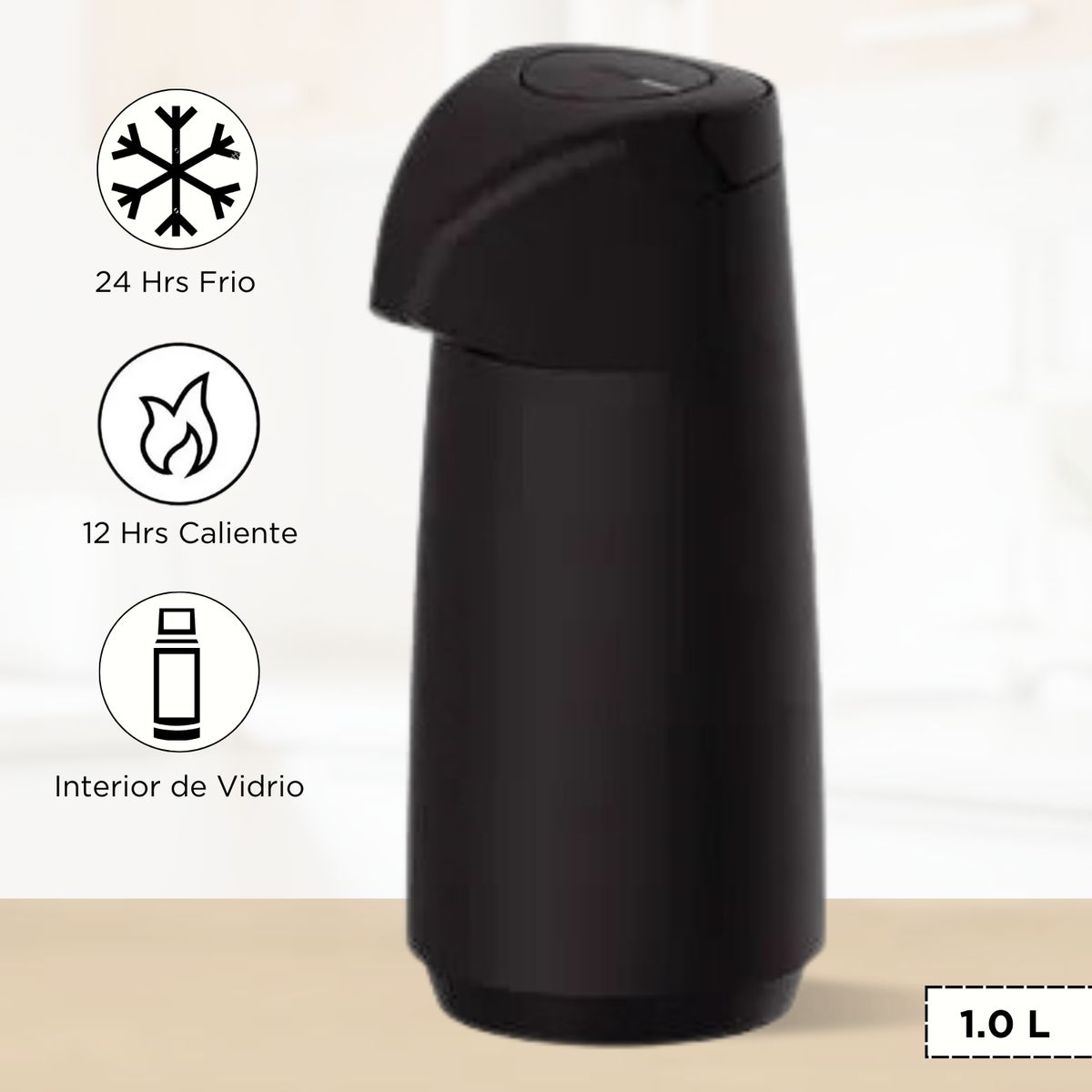 TRAMONTINA - Termo Sifon Exata Tramontina Negro 1.0 L