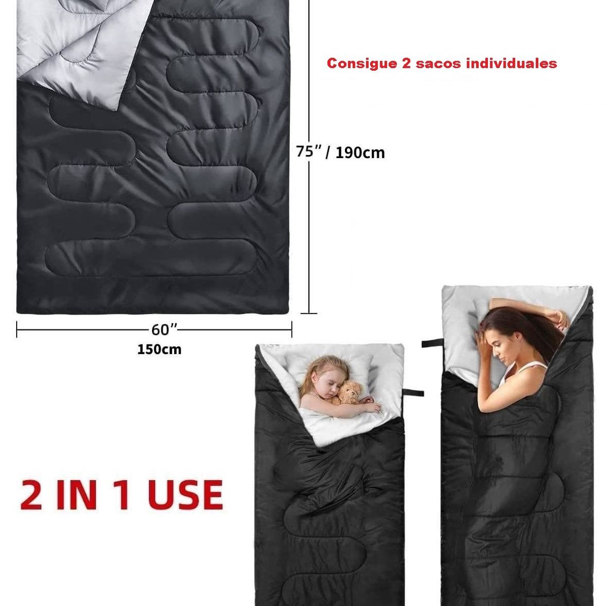 GENERICO - Bolsa de dormir sleeping para 2 personas
