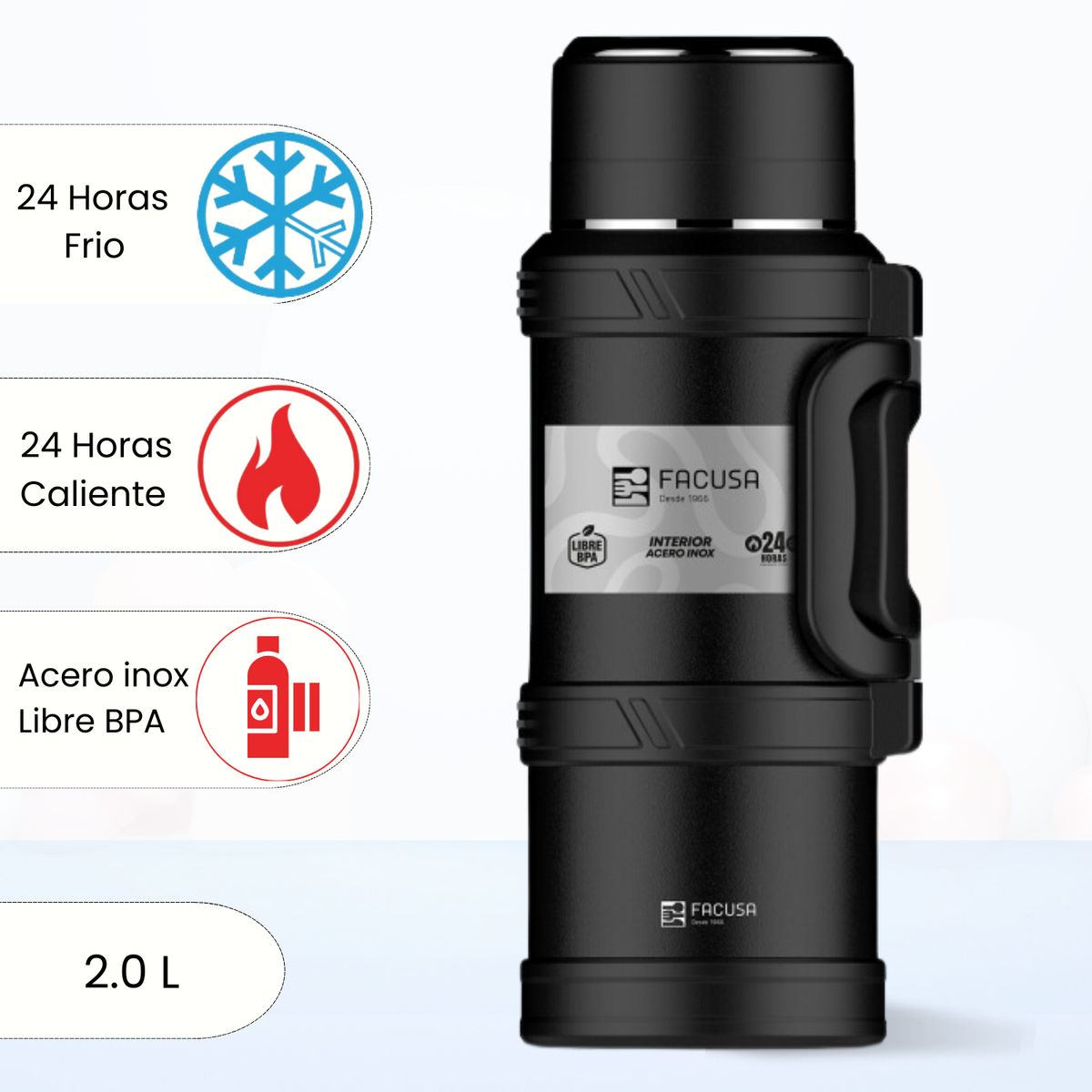 FACUSA - Termo de Bebida Explorer Facusa Negro 2.0 L