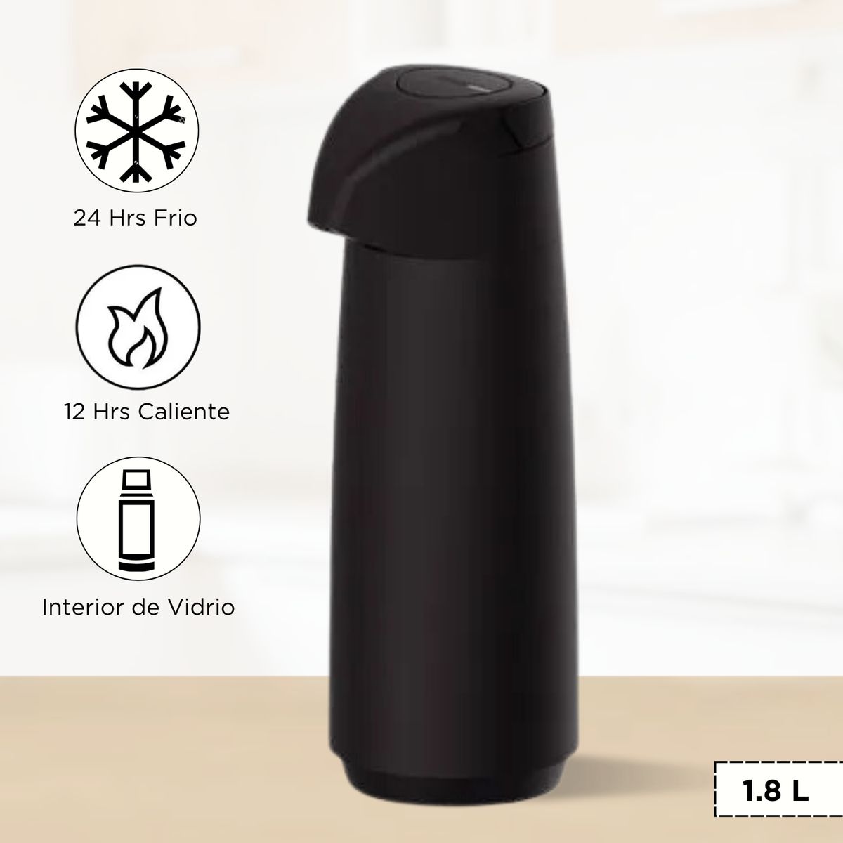 TRAMONTINA - Termo Sifon Exata Tramontina Negro 1.8 L