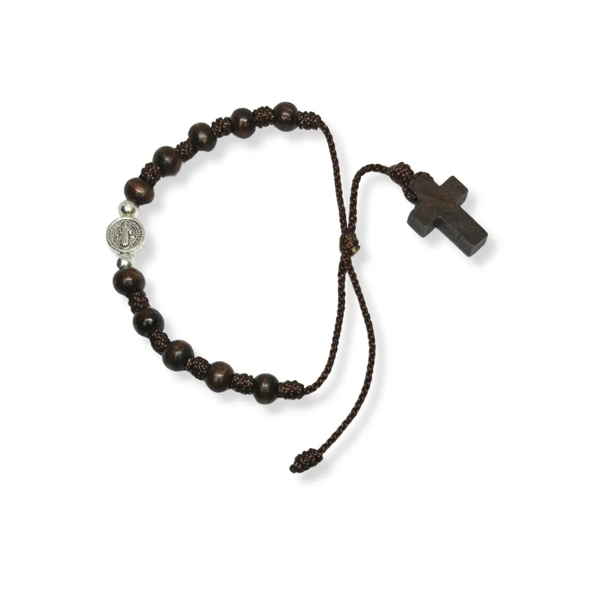 SANTORAL - Pulsera Denario San Benito 9mm - Madera