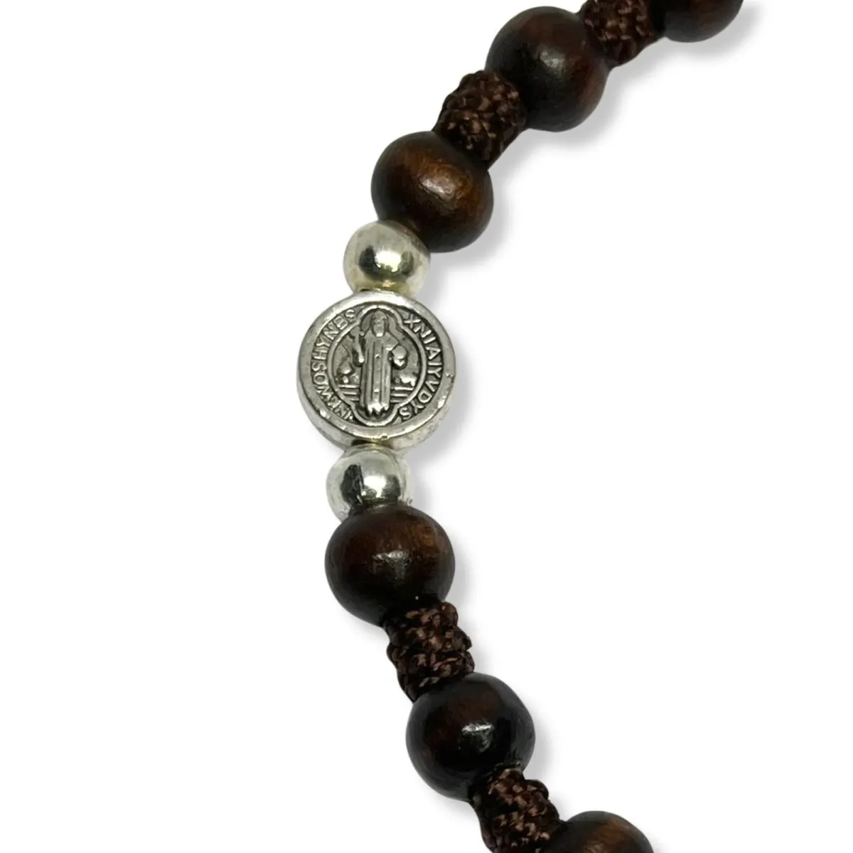 SANTORAL - Pulsera Denario San Benito 9mm - Madera