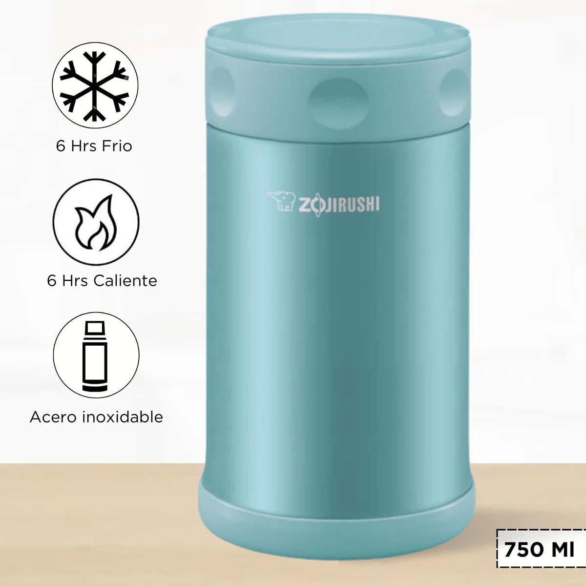 ZOJIRUSHI - Termo de Comida Steel Food Zojirushi Celeste 750 Ml