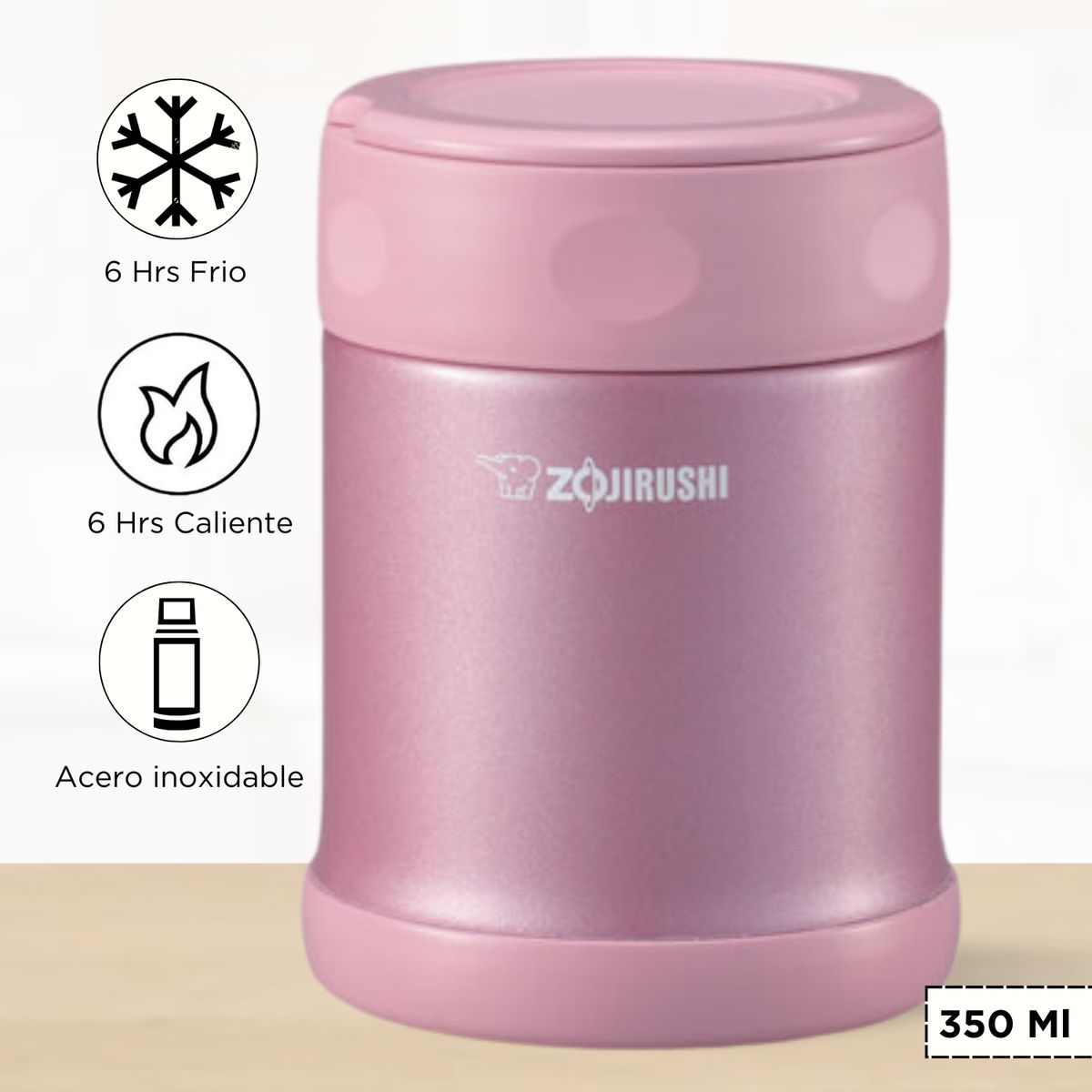 ZOJIRUSHI - Termo de Comida Steel Food Zojirushi Rosado 350 Ml